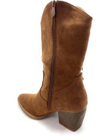 BOTIM CHIC VISION EM CAMURÇA SINTÉTICA COM FRANJAS E SALTO, CASTANHO MARRóN