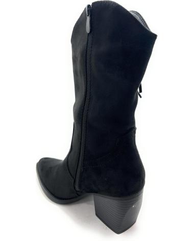 BOTIM CHIC VISION EM CAMURÇA SINTÉTICA COM FRANJAS E SALTO, PRETO NEGRO