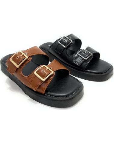 CHIC VISION SANDALIAS ZUECO HEBILLAS CONFORT RELAX MARRóN