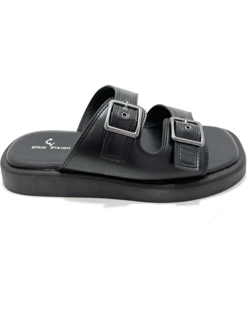 CHIC VISION SANDALIAS ZUECO HEBILLAS CONFORT RELAX NEGRO