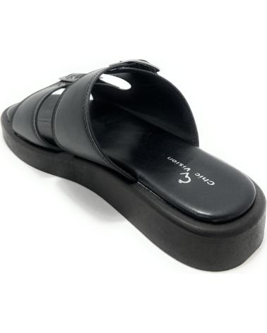 CHIC VISION SANDALIAS ZUECO HEBILLAS CONFORT RELAX NEGRO