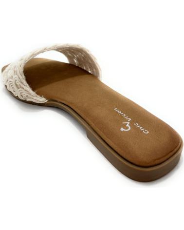 CHIC VISION SANDALIA ZUECO PLANO TEXTIL CONFORT BEIGE