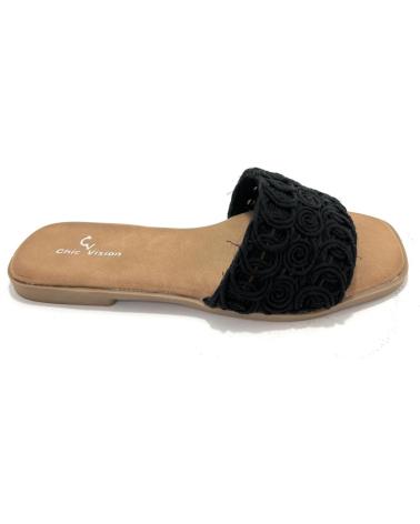 CHIC VISION SANDALIA ZUECO PLANO TEXTIL CONFORT NEGRO