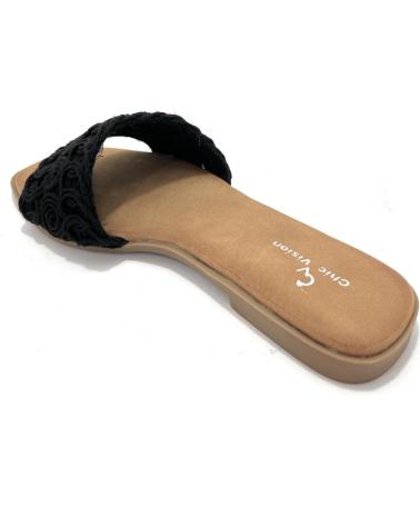 CHIC VISION SANDALIA ZUECO PLANO TEXTIL CONFORT NEGRO