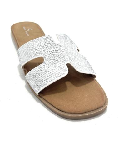 CHIC VISION SANDALIAS ZUECO PLANOS BRILLANTES CONFOR BLANCO