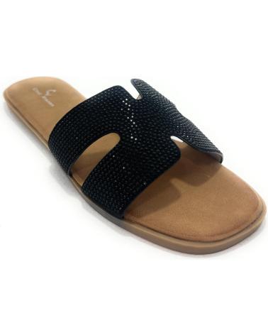 CHIC VISION SANDALIAS ZUECO PLANOS BRILLANTES CONFOR NEGRO