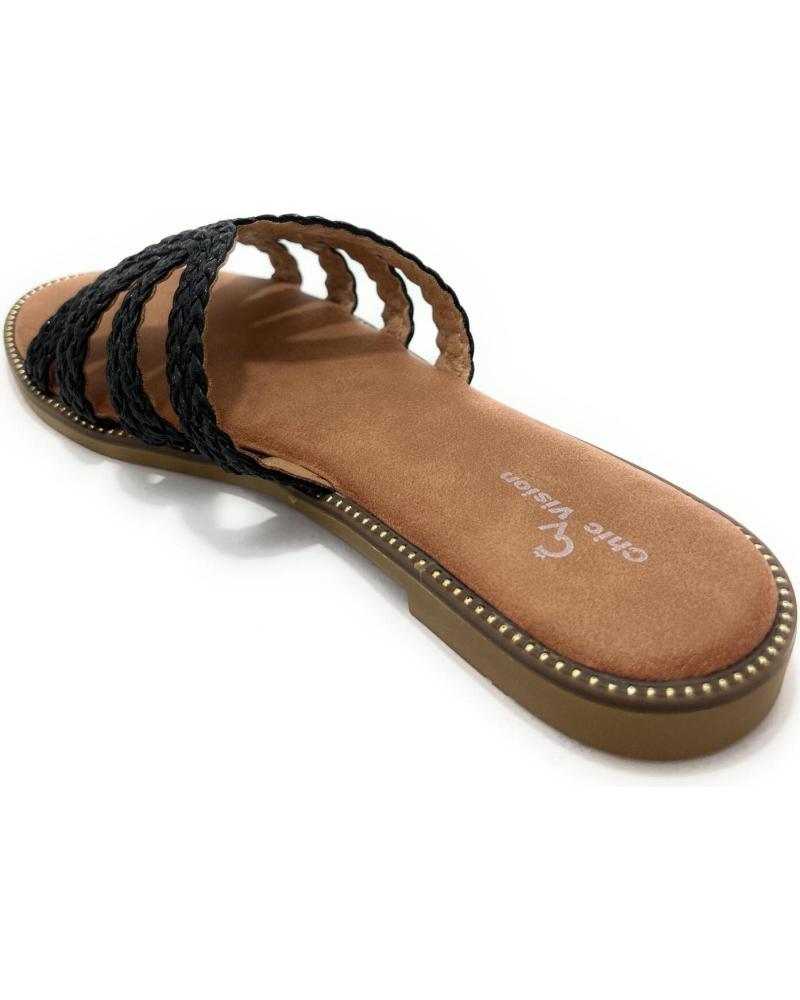 CHIC VISION SANDALIAS METIDAS TIRAS TRENZADAS PLANAS NEGRO