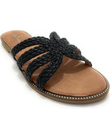 CHIC VISION SANDALIAS METIDAS TIRAS TRENZADAS PLANAS NEGRO
