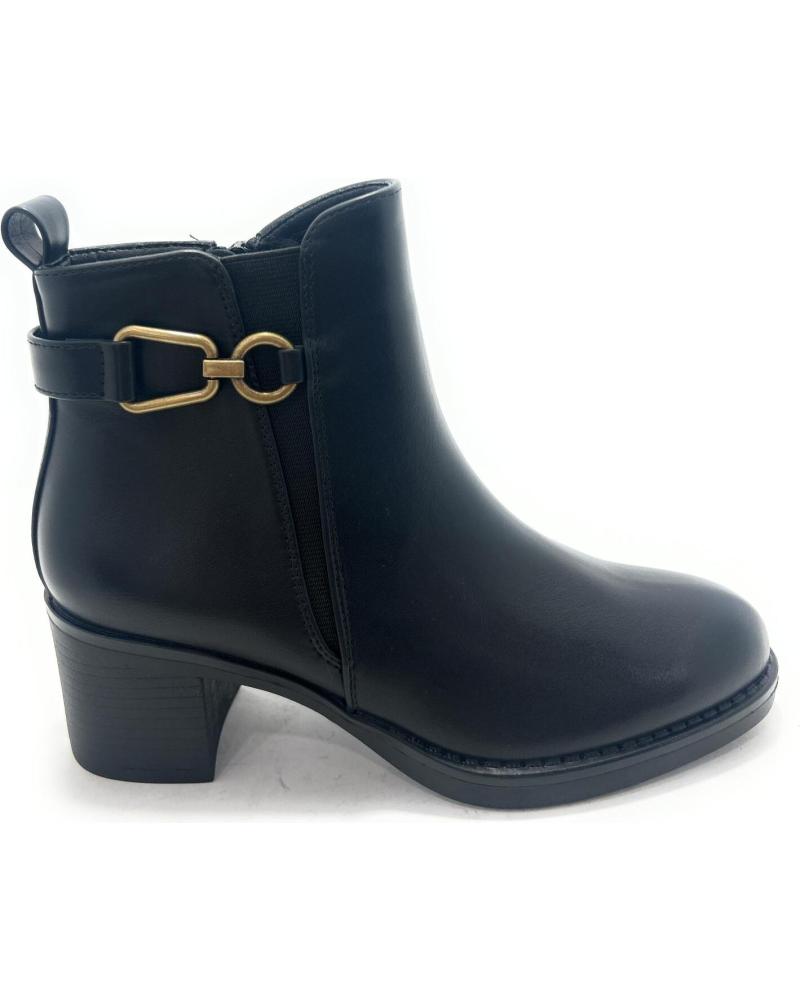 CHIC VISION ANKLE BOOT WITH ZIPPER, ELASTIC AND BLACK BUCKLE NEGRO