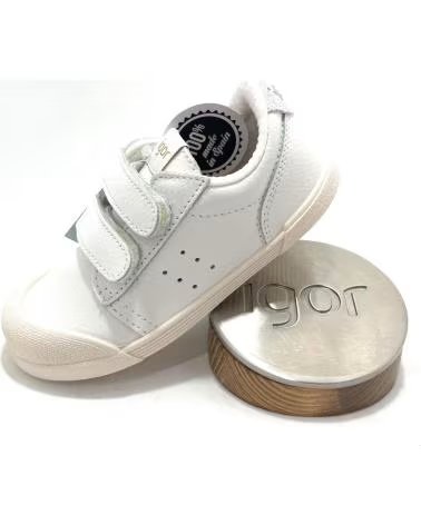 IGOR SCARPE RISPETTOSE SPORTIVE IN PELLE PER BAMBINA BLANCO