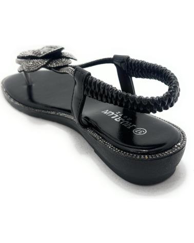 HUALUN SANDALIAS MUJER CUNA BAJA FLOR BRILLANTE NEGRO