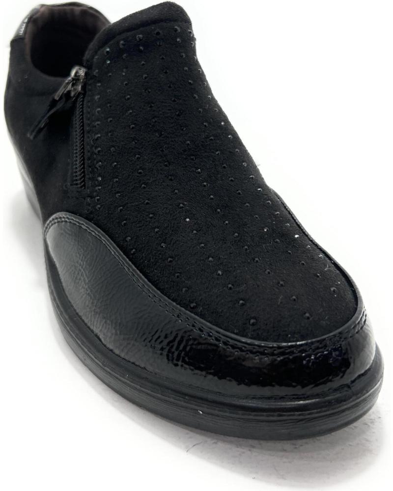 KISS LEISS ZAPATOS CONFORT BRILLANTES CREMALLERA CU NEGRO