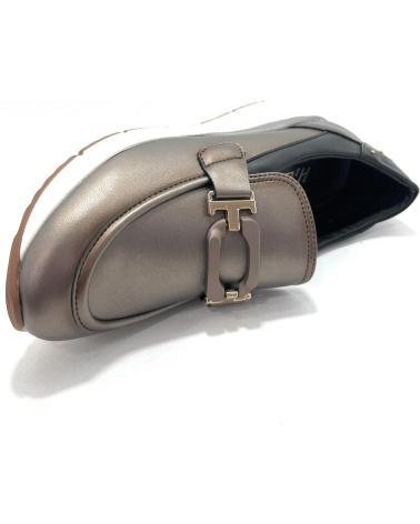 HUALUN MOCASSIM CASUAL CONFORTO COM FIVELA DUPLA TONALIDADE LARANJA METÁLICO NARANJA