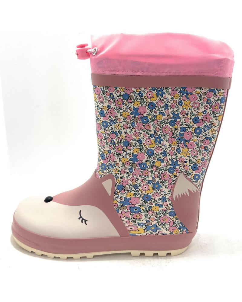 BUBBLE BOBBLE BOTTES DE PLUIE ROSES AVEC VISAGE ET FLEURS ROSA