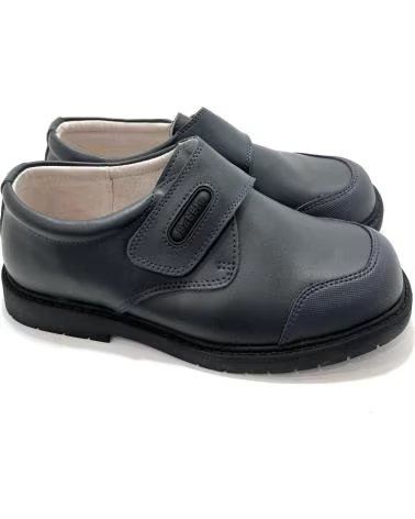 ZAPATO COLEGIAL BUBBLE BOBBLE EN PIEL CON TIRA ADHESIVA Y PUNTERA REFORZADA AZUL