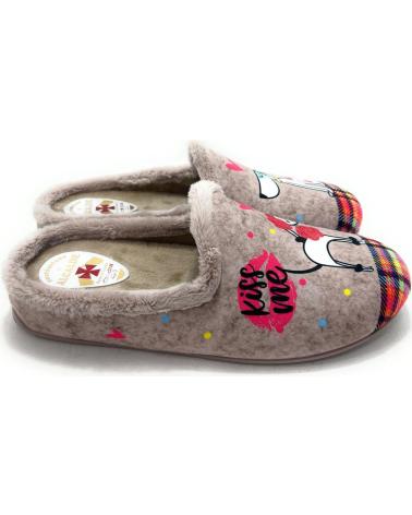 ALCALDE HAUSSCHUHE MIT HERAUSNEHMBARER EINLEGESOHLE UND HUNDE-DESIGN BEIGE BEIGE