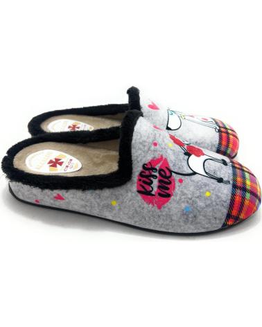 ALCALDE HAUSSCHUHE MIT HERAUSNEHMBARER EINLEGESOHLE UND HUNDE-DESIGN GRAU GRIS