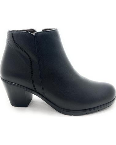 BOTTINES TUPIE EN CUIR AVEC TALON BAS ET FERMETURE ÉCLAIR NOIR NEGRO