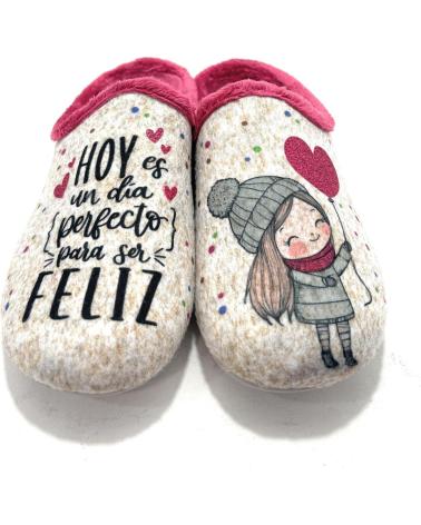 GARZON ZAPATILLAS CASA MUJER MENSAJE FEL BEIGE