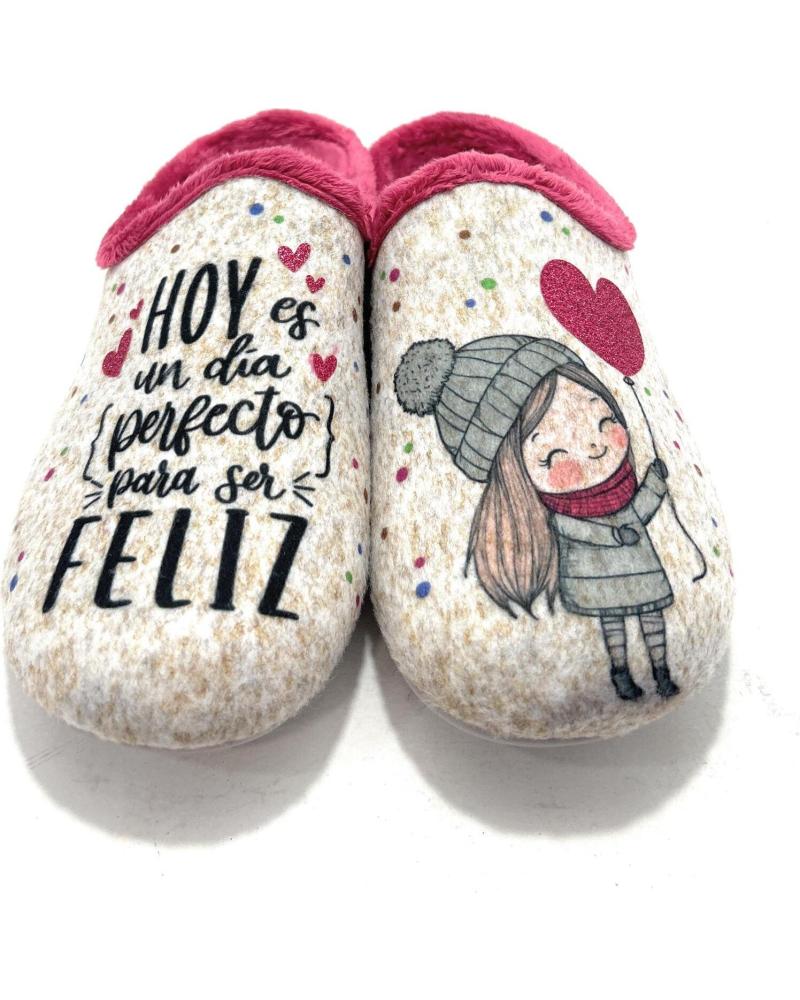 GARZON ZAPATILLAS CASA MUJER MENSAJE FEL BEIGE