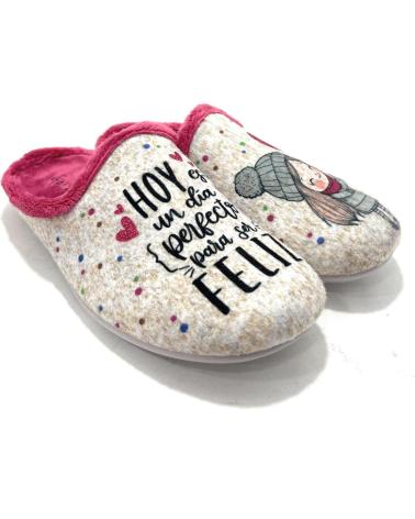 GARZON ZAPATILLAS CASA MUJER MENSAJE FEL BEIGE