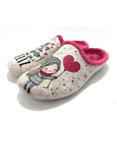 GARZON ZAPATILLAS CASA MUJER MENSAJE FEL BEIGE
