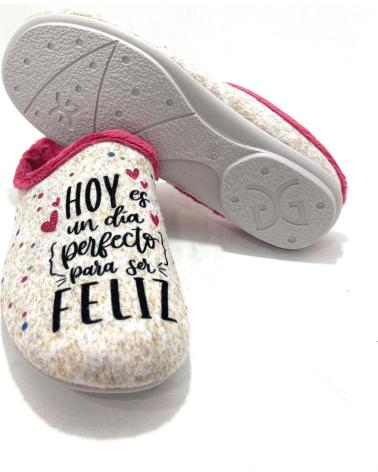 GARZON ZAPATILLAS CASA MUJER MENSAJE FEL BEIGE