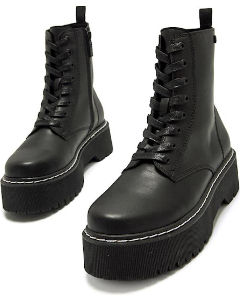 BOTTES MILITAIRES MTNG DOUBLE PLATEFORME NOIRES À LACETS NEGRO