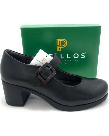 PITILLOS MARY-JANE PUMPS MIT RIEMCHEN, SCHNALLE UND ABSATZ SCHWARZ NEGRO