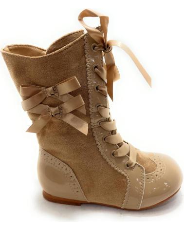 CHIC VISION PASCUALA BOOTS WITH LACES AND ZIPPER BEIGE BEIGE