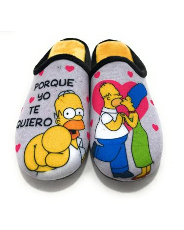 HAUSSCHUHE ALCALDE DIE SIMPSONS HOMER UND MARGE 'PORQUE YO TE QUIERO' GRAU GRIS