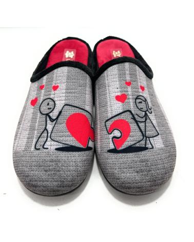 ZAPATILLAS DE CASA ALCALDE CORAZÓN CONFORT GRIS GRIS