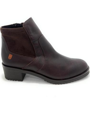 BOTTINE EN CUIR VALERIAS AVEC FERMETURE ÉCLAIR LATÉRALE ET TALON BAS - MARRON MARRóN