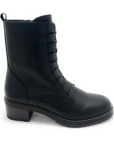 VALERIAS BOTTES MILITAIRES EN CUIR À LACETS NOIRES NEGRO