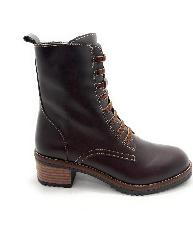 VALERIAS LEATHER LACE-UP MILITARY BOOT - BROWN MARRóN