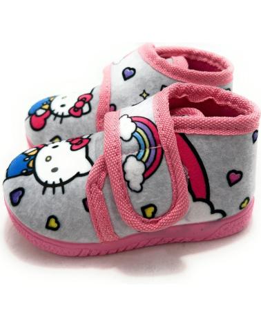ALCALDE HELLO KITTY GRAU HAUSSTIEFEL MIT KLETTVERSCHLUSS FÜR MÄDCHEN GRIS