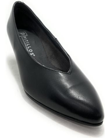 PITILLOS SCHWARZER LEDERPUMPS MIT NIEDRIGEM ABSATZ UND SPITZER ZEHE NEGRO