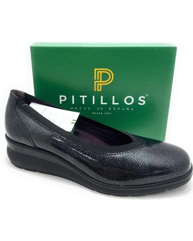 PITILLOS KOMFORT KEILABSATZ PUMPS AUS RELAX-LEDER, SCHWARZ NEGRO