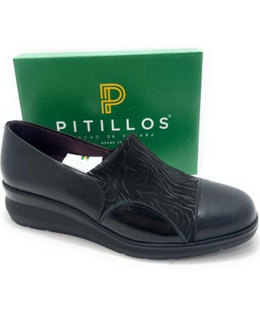 PITILLOS ZAPATOS DE CUÑA CONFORT ELÁSTICO NEGRO NEGRO