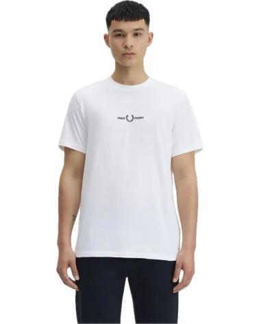FRED PERRY EMBROIDERED TEE KURZARM-T-SHIRT WEISS BLANCO