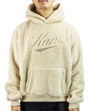 KARL KANI CHAQUETA CURSIVE VARSITY TEDDY OVERSIZE HOODIE JACKET BEIGE NAN