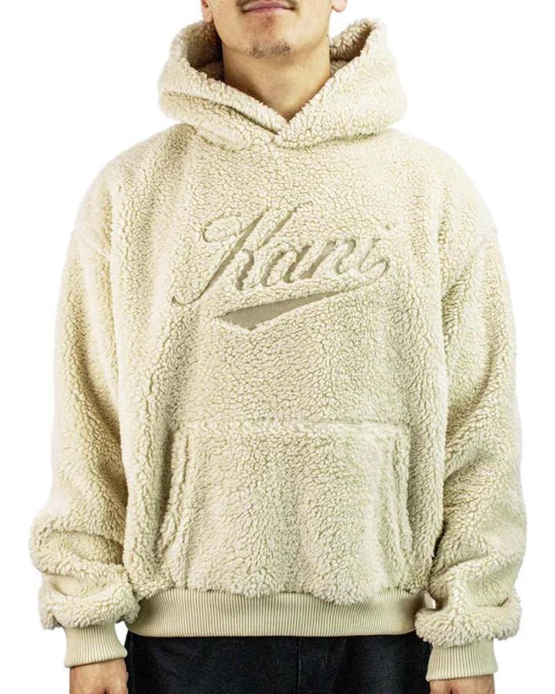 KARL KANI CHAQUETA CURSIVE VARSITY TEDDY OVERSIZE HOODIE JACKET BEIGE NAN