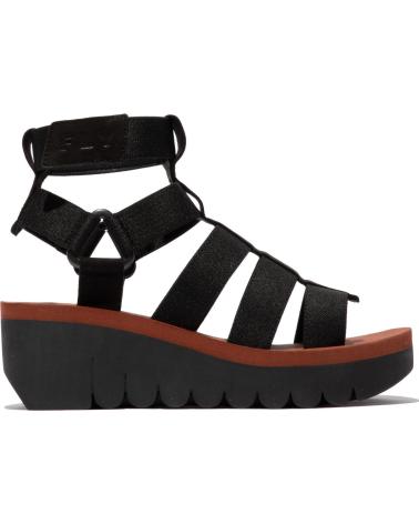 SANDALIA DE CUÑA FLY LONDON YUFI 032 NEGRA NEGRO