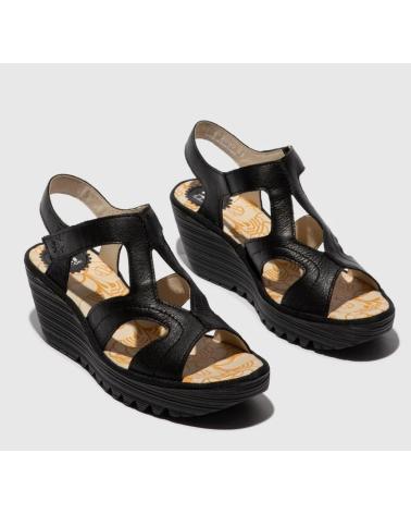 FLY LONDON YOTU 472 BLACK WEDGE SANDAL NEGRO