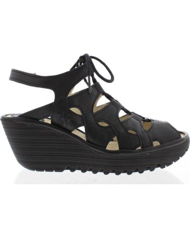 FLY LONDON YEXA 916 BLACK WEDGE SANDAL NEGRO