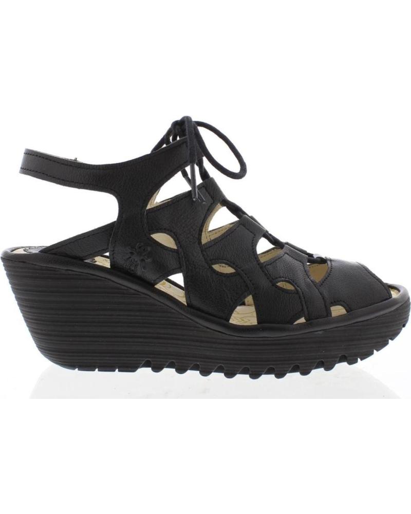FLY LONDON YEXA 916 BLACK WEDGE SANDAL NEGRO