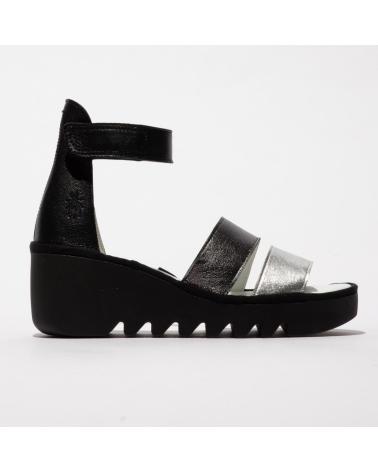 FLY LONDON SANDALIA DE CUÑA BONO 290 NEGRO PLATA V