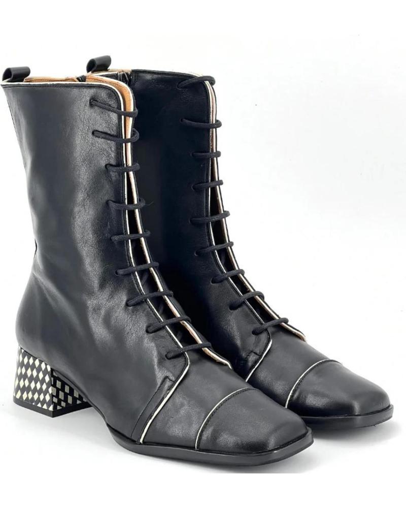 NEMONIC STIEFEL 2235 SCHWARZ MIT SCHNÜRSENKELN UND NIETENABSATZ NEGRO