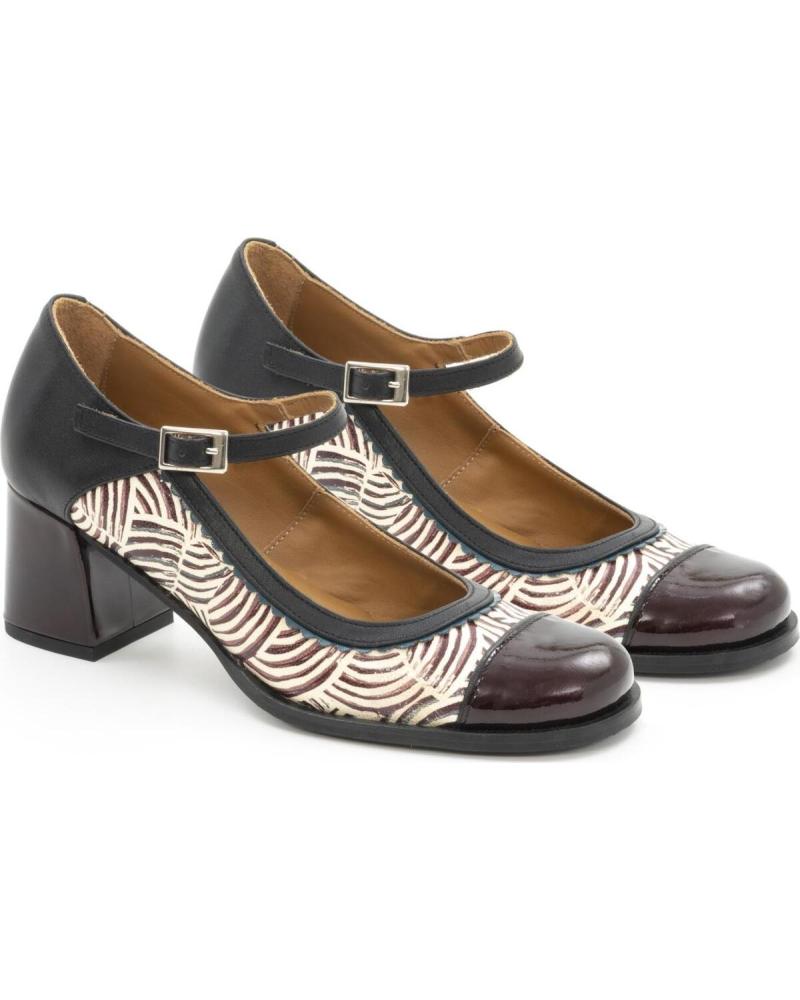 NEMONIC MARY-JANE SCHUH 2054 BLAU MIT ABSTRAKTEM DESIGN AZUL