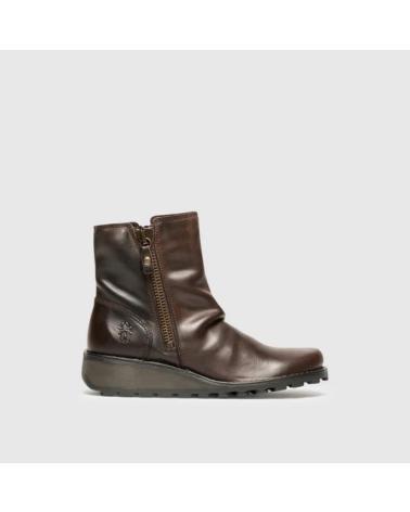 FLY LONDON MON - BOTA DE COURO COM ZÍPER MARROM MARRóN